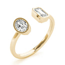 Emerald / Oval Rub Over Open Diamond Ring