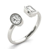 Emerald / Oval Rub Over Open Diamond Ring DiamondStatus
