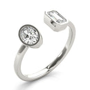 Emerald / Oval Rub Over Open Diamond Ring