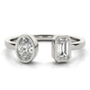 Emerald / Oval Rub Over Open Diamond Ring DiamondStatus