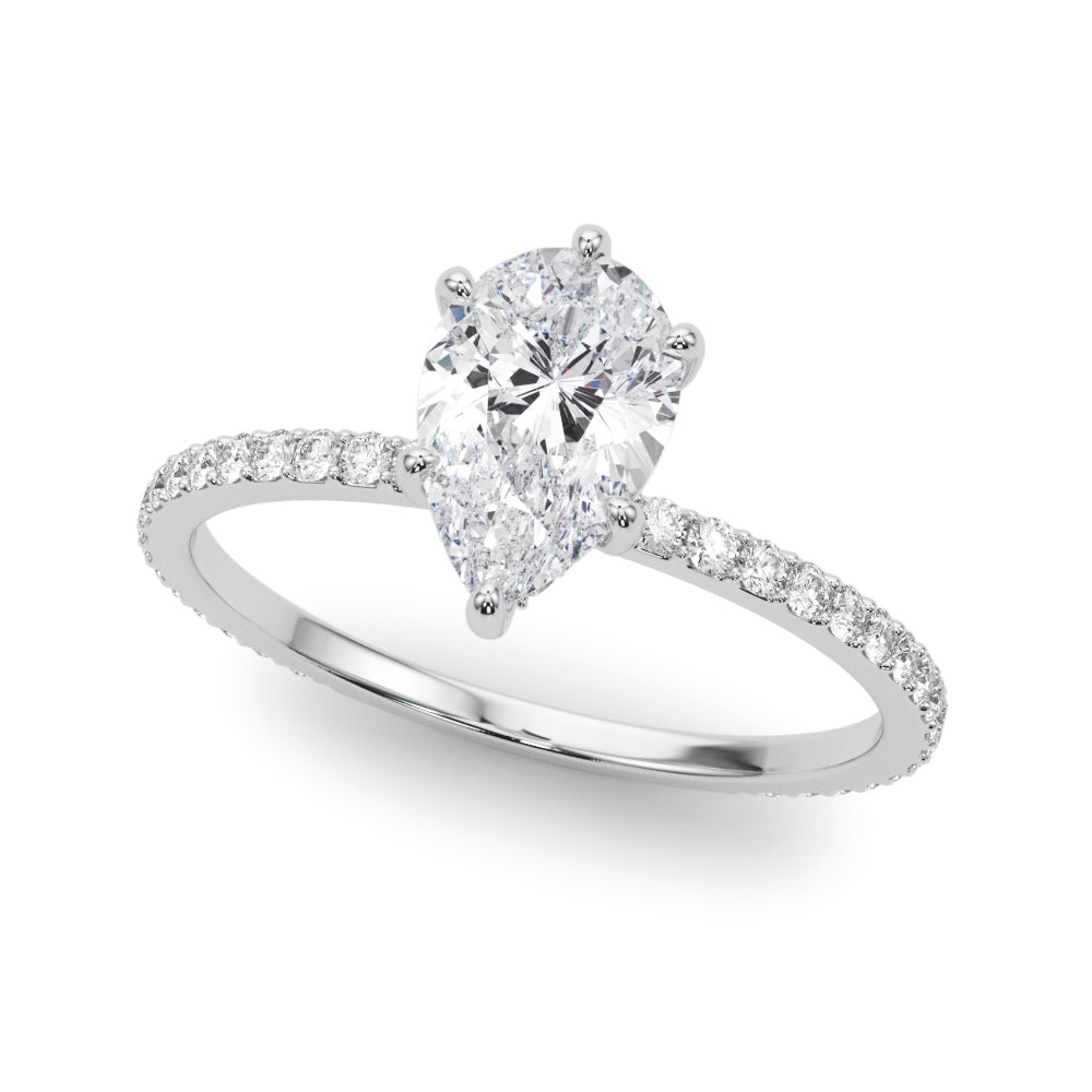 Pear Hidden Halo  Pavé Engagement Ring
