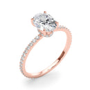 Oval Hidden Halo Pavé Engagement Ring DiamondStatus