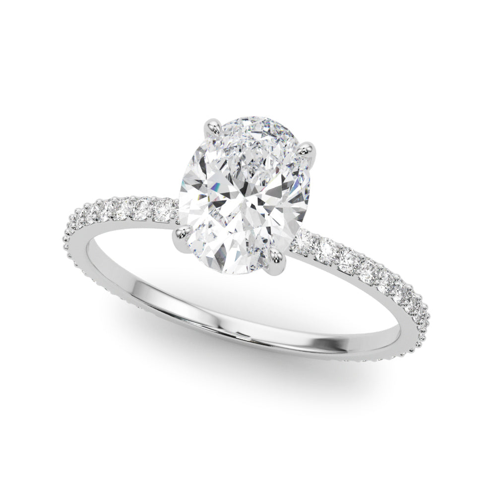Oval Hidden Halo Pavé Engagement Ring
