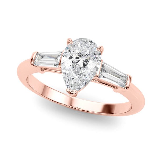Pear Baguette Shoulders Engagement Ring