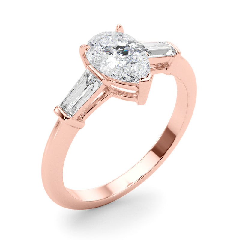 Pear Baguette Shoulders Engagement Ring