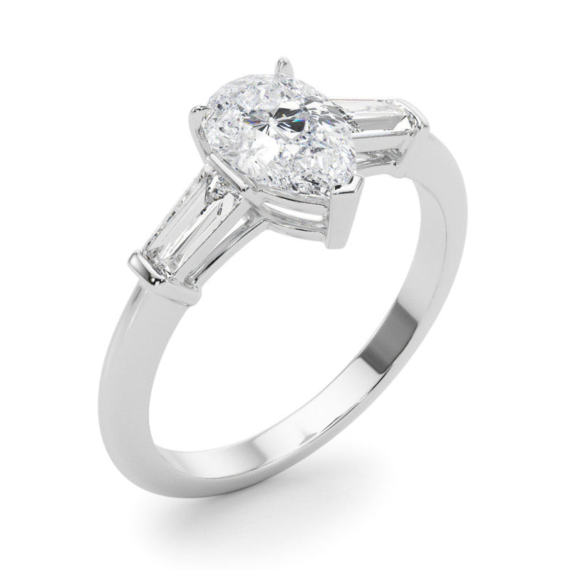 Pear Baguette Shoulders Engagement Ring