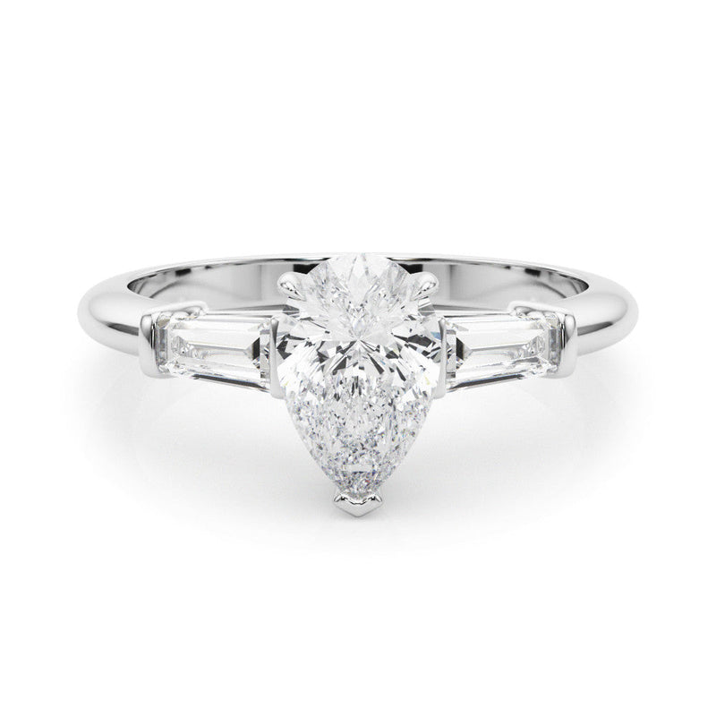 Pear Baguette Shoulders Engagement Ring