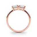 Emerald / Oval Two Stone Plain Diamond Ring