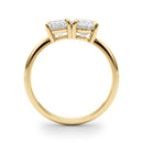 Emerald / Oval Two Stone Plain Diamond Ring