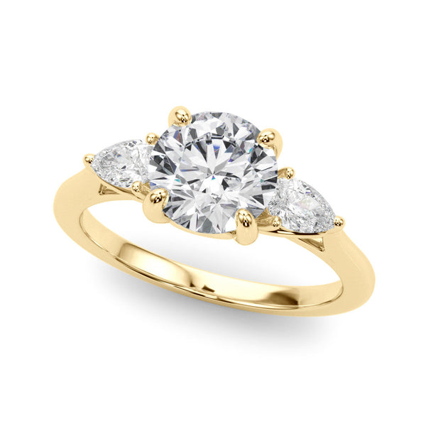 Round Cut Pear Shoulders Engagement Ring