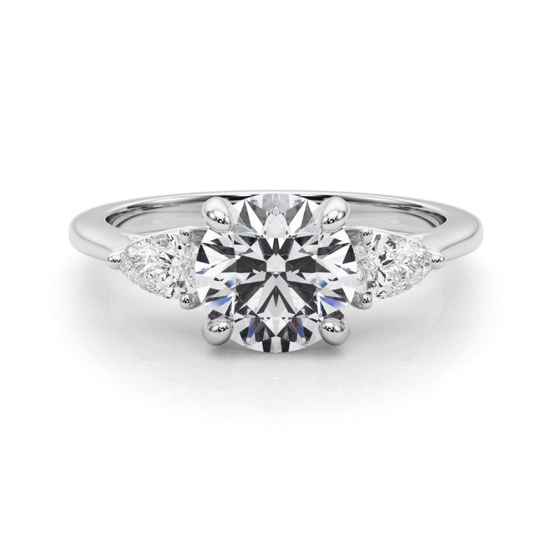 Round Cut Pear Shoulders Engagement Ring