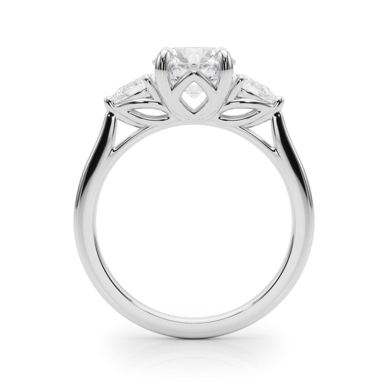 Round Cut Pear Shoulders Engagement Ring