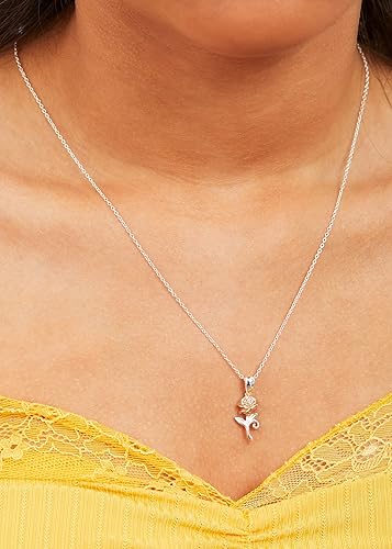 Disney Beauty & The Beast Rose Pendent & Stud Earring Set
