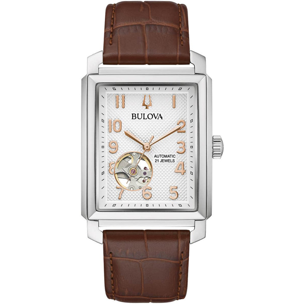 Bulova Sutton Men's Watch Heartbeat White Automatic Leather 96A268