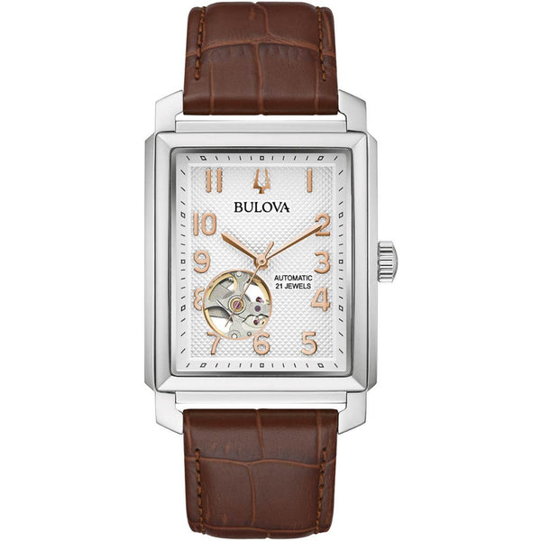 Bulova Sutton Men's Watch Heartbeat White Automatic Leather 96A268