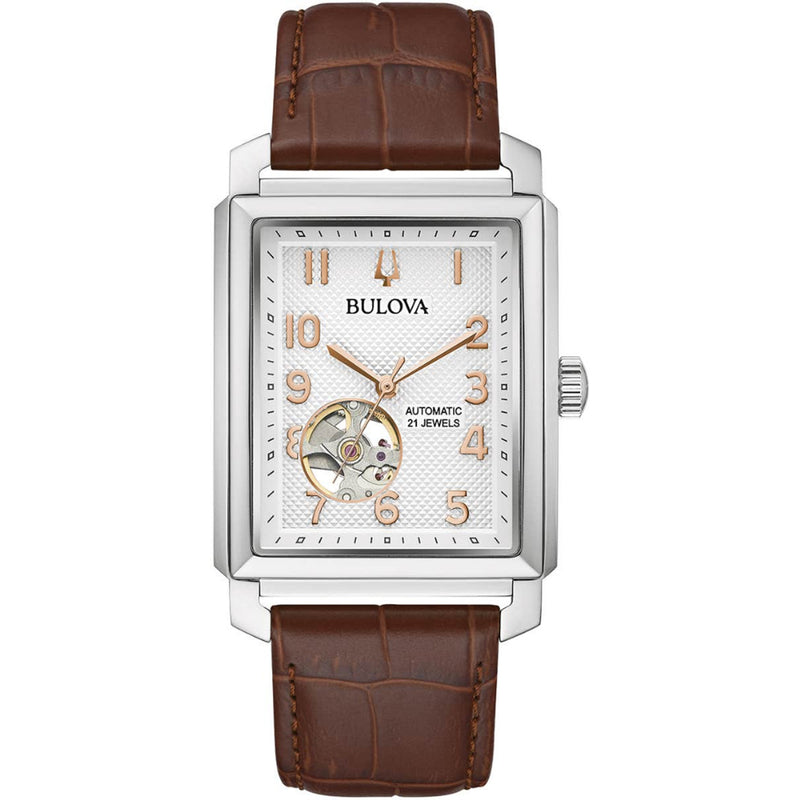 Bulova Sutton Men's Watch Heartbeat White Automatic Leather 96A268