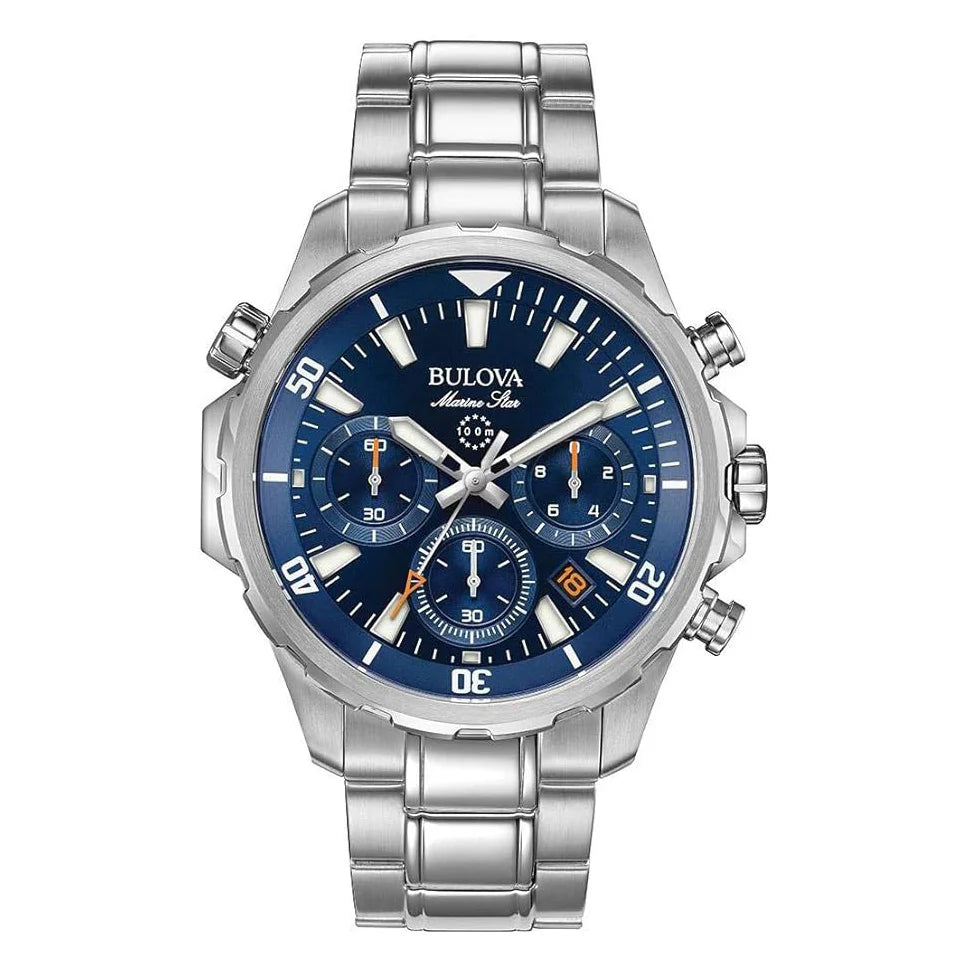 Bulova Marine Star Men's Watch Blue Chronograph 96B256