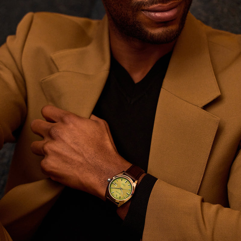 Bulova Surveyor Men's Watch Green Leather Automatic 96B427