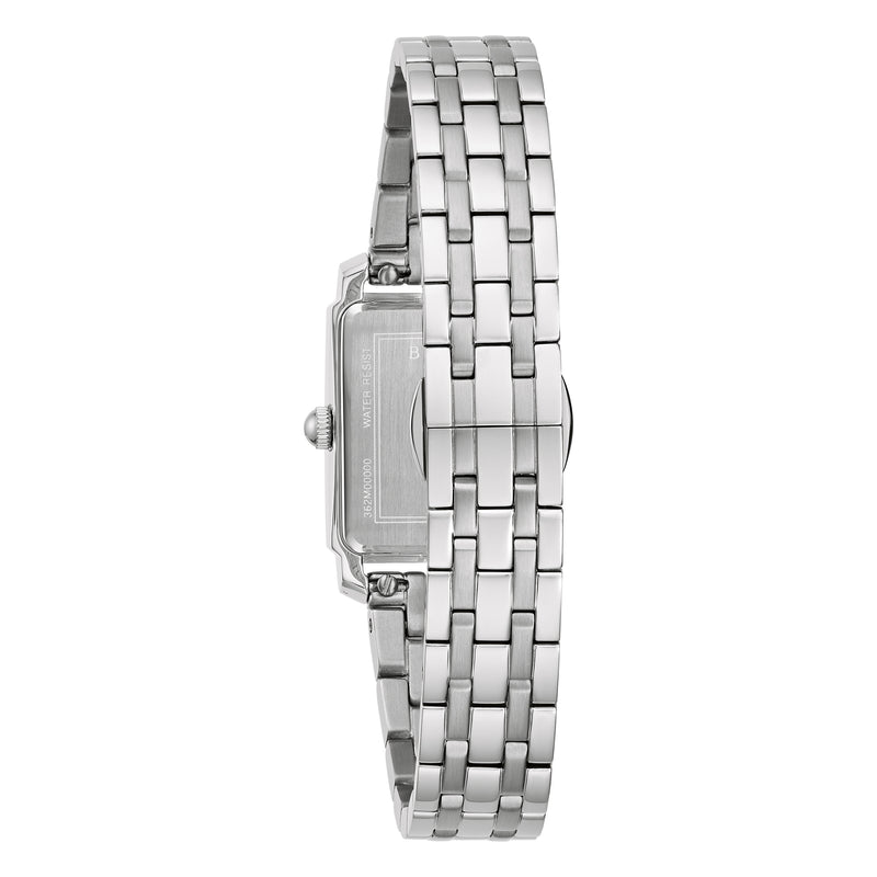 Bulova Sutton Ladies Rectangular Watch Silver MOP Diamond 96P244