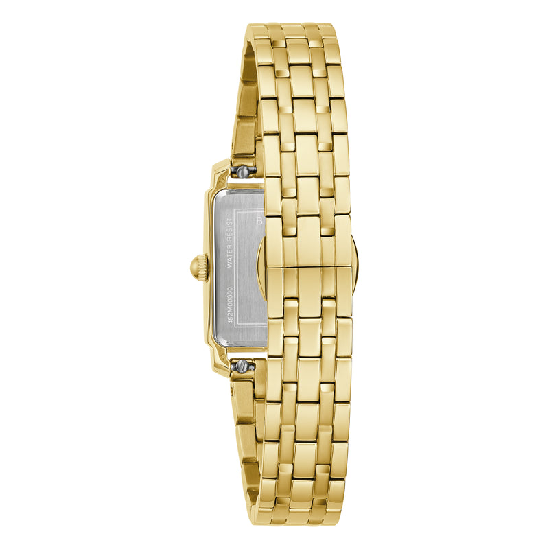 Bulova Sutton Ladies Rectangular Watch Gold MOP Diamond 97L177