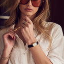 Bulova Sutton Ladies Rectangular Watch Gold MOP Diamond Leather 97P166