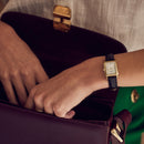 Bulova Sutton Ladies Rectangular Watch Gold MOP Diamond Leather 97P166