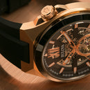 Bulova Maquina Men's Watch Rose Gold Black Skeleton 98A177