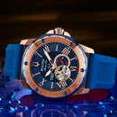 Bulova Marine Star Men's Watch Rose Gold Blue Automatic 98A227