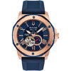 Bulova Marine Star Men's Watch Rose Gold Blue Automatic 98A227 Bulova