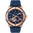 Bulova Marine Star Men's Watch Rose Gold Blue Automatic 98A227