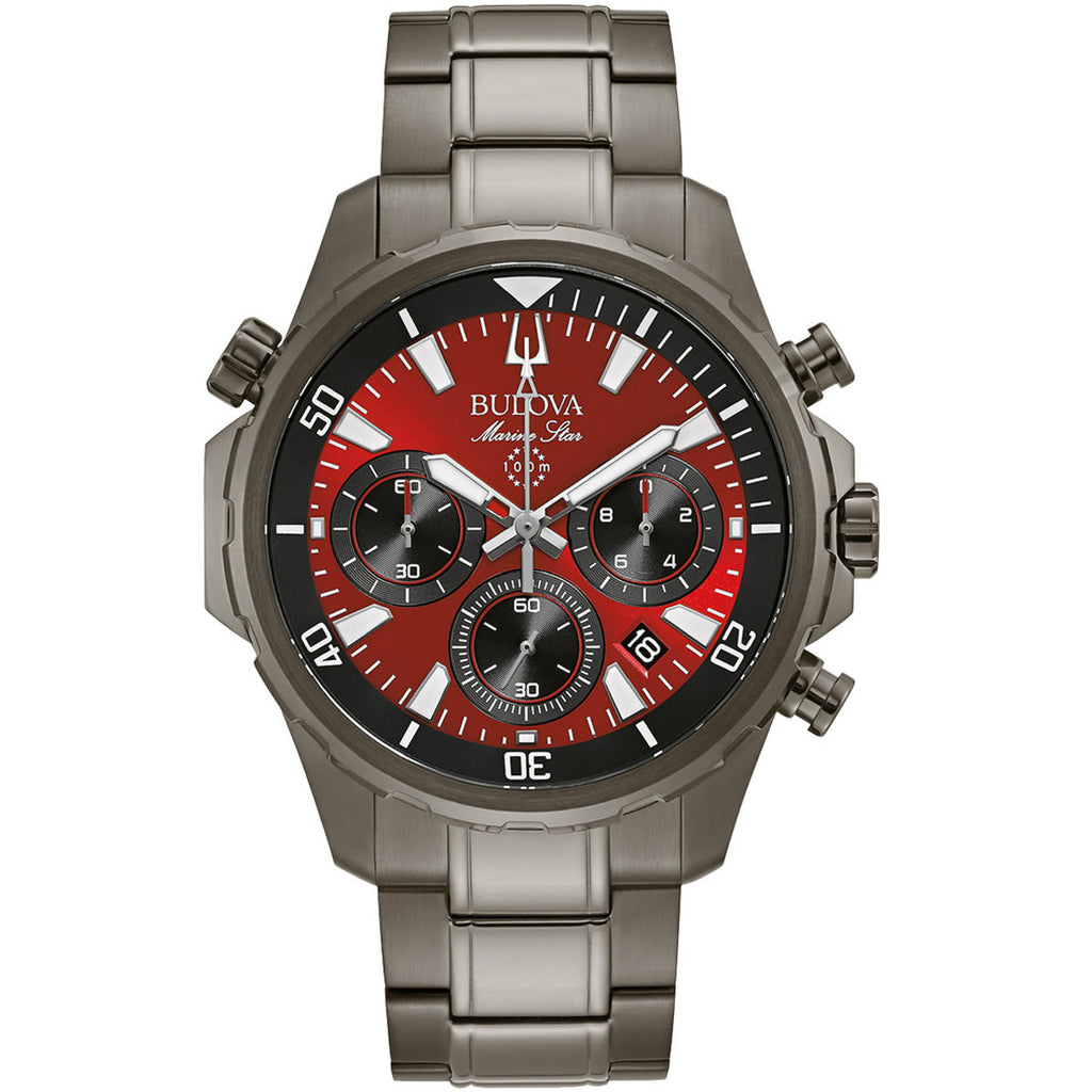 Bulova Marine Star Men's Watch Red Chronograph 98B350