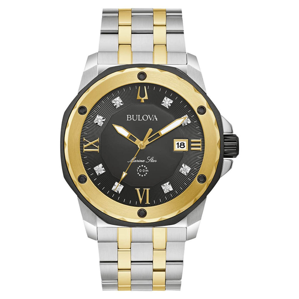 Bulova Marine Star Men's Watch Two-Tone Diamonds 98D175
