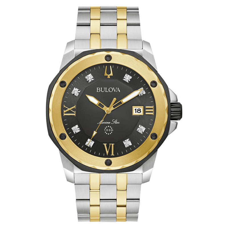 Bulova Marine Star Men's Watch Two-Tone Diamonds 98D175