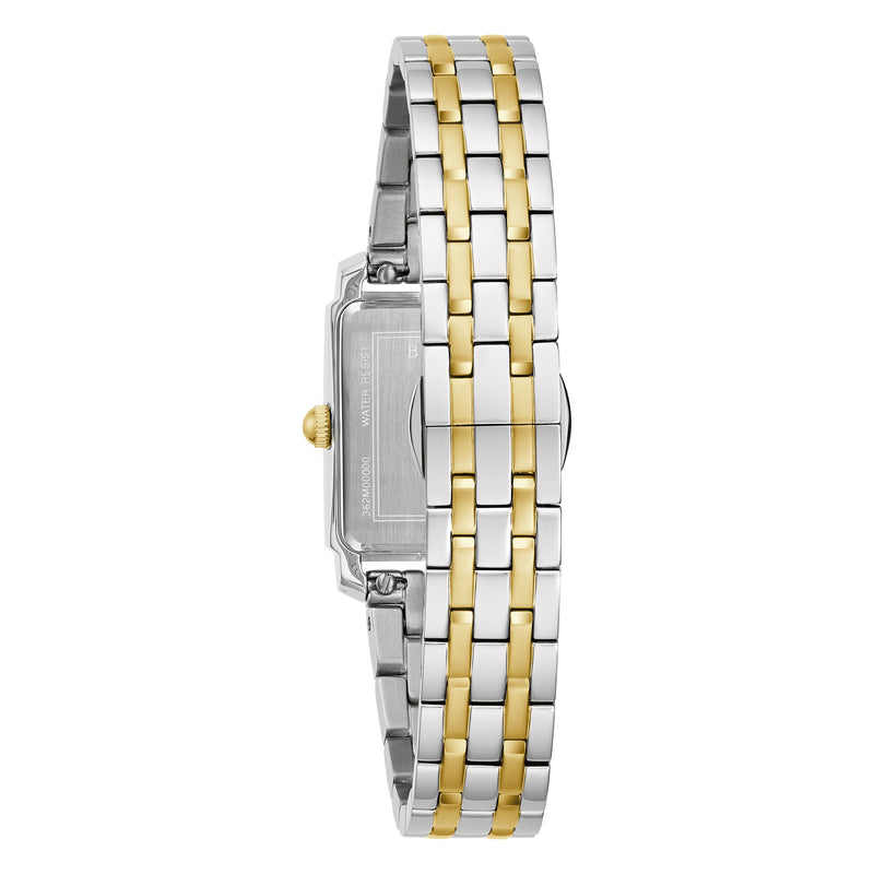 Bulova Sutton Ladies Rectangular Watch Two-Tone MOP Diamond 98P220