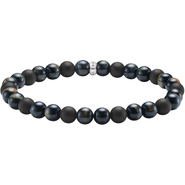 Thomas Sabo Talisman Bracelet Tiger Eye And Obsidian beads A2182-806-7