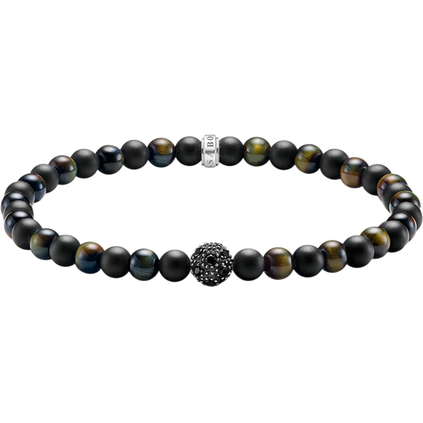 Thomas Sabo Talisman Bracelet Obsidian And Tiger Eyes beads A2184-806-7