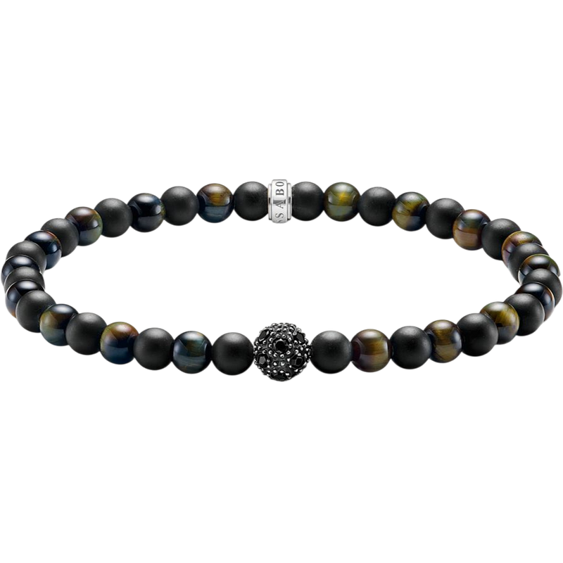 Thomas Sabo Talisman Bracelet Obsidian And Tiger Eyes beads A2184-806-7
