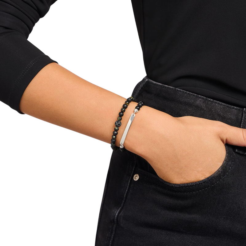 Thomas Sabo Talisman Bracelet Obsidian And Tiger Eyes beads A2184-806-7