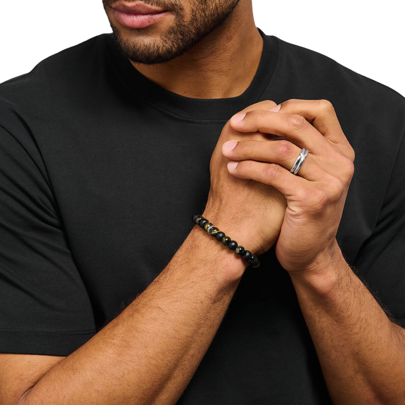 Thomas Sabo Bracelet Obsidian And Tiger Eyes beads A2196-806-11