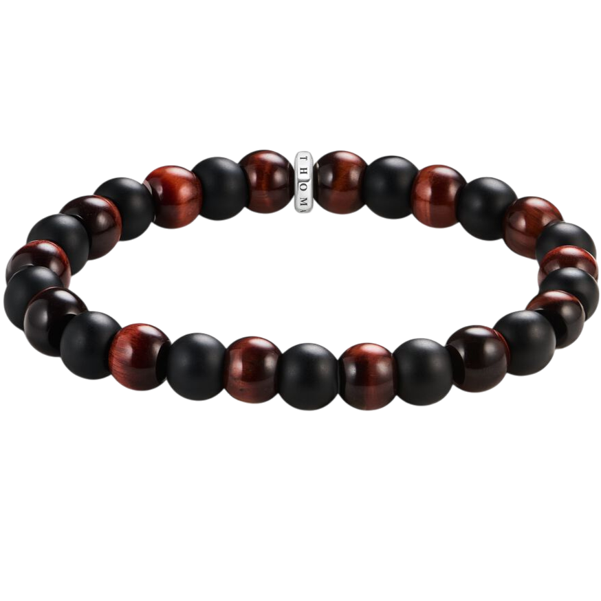 Thomas Sabo Bracelet Obsidian And Red Tiger Eyes beads A2196-806-7