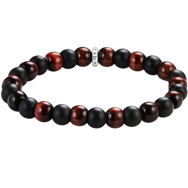 Thomas Sabo Bracelet Obsidian And Red Tiger Eyes beads A2196-806-7