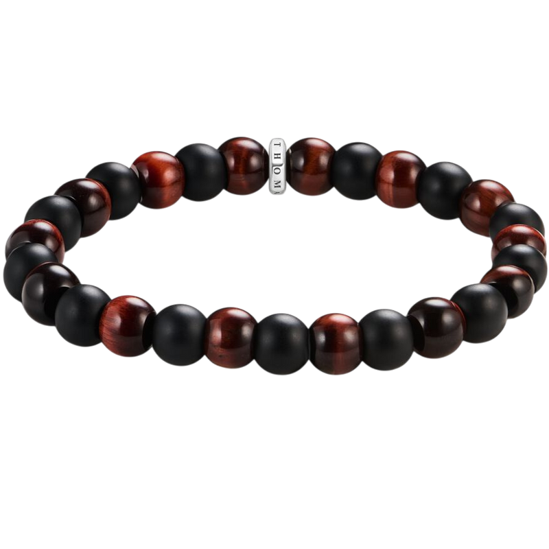 Thomas Sabo Bracelet Obsidian And Red Tiger Eyes beads A2196-806-7