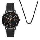 Armani Exchange Cayde Men's Watch & Necklace Giftset Black AX7162SET Armani Exchange
