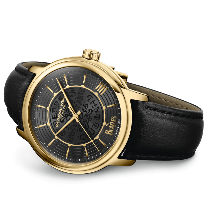 Raymond Weil Maestro Beatles Men's Watch Gold Leather 2237-PC-BEAT3