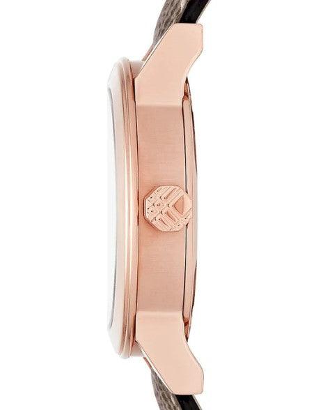Burberry The City Ladies Watch Rose Gold Haymarket Leather BU9236 - WatchStatus Ltd