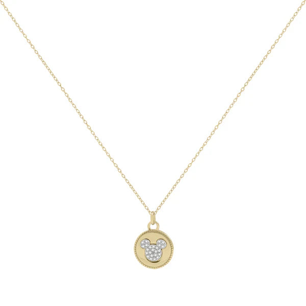 Disney Mickey Mouse Gold Disc 100 Anniversary Pendant Necklace