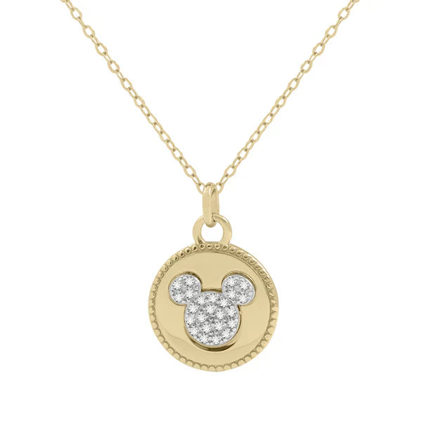 Disney Mickey Mouse Gold Disc 100 Anniversary Pendant Necklace