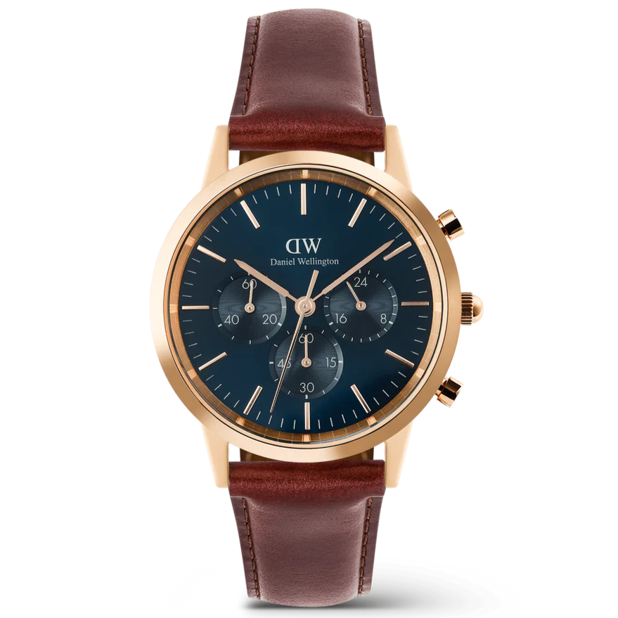 Daniel Wellington Iconic Chronograph Men's Watch Rose Gold Blue Dial DW00100639