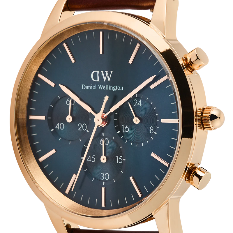 Daniel Wellington Iconic Chronograph Men's Watch Rose Gold Blue Dial DW00100639