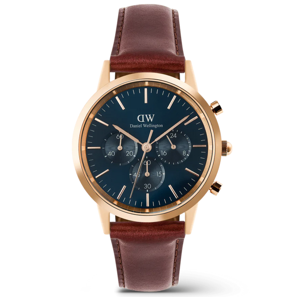 Daniel Wellington Iconic Chronograph Men's Watch Rose Gold Blue Dial DW00100639